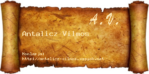 Antalicz Vilmos névjegykártya